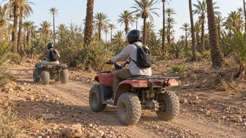 Excursion en quad sur un chemin de la Palmeraie à Marrakech