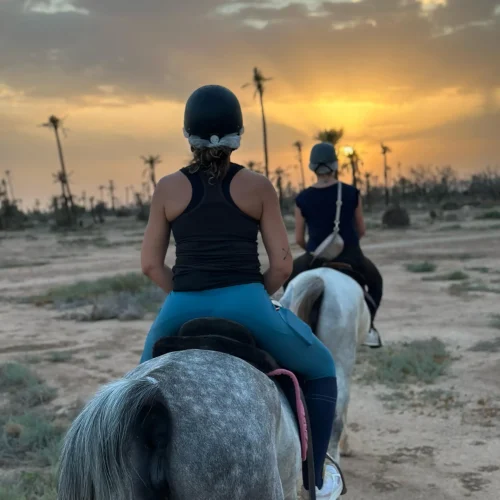 balade à cheval coucher de soleil Marrakech
